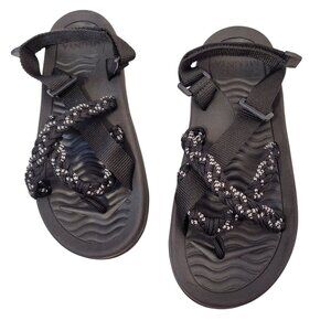 MEGNYA Women's Comfort Sandals Black Braided Straps Arch Support Size 7